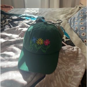 Urban Outfitters Green Flower Hat